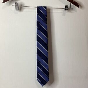 Ralph Lauren Lauren‎ Men Navy Blue Stripe Silk Blend Necktie